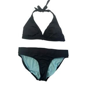 Athleta Womens XS Solid Black Bikini Top & Small Bottoms Swim Beach Set #6105